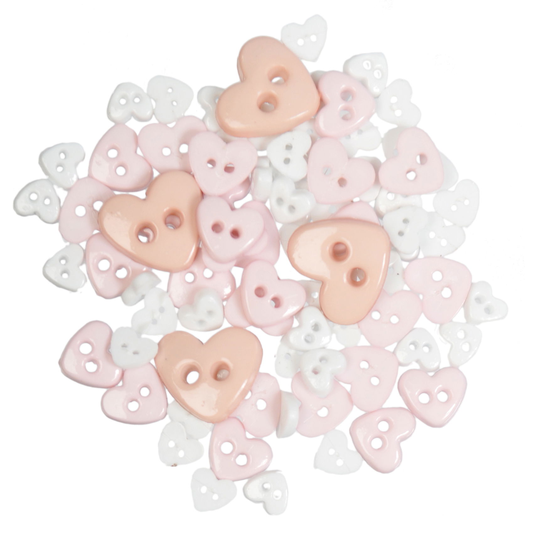 B6166-1 - MINI CRAFT BUTTONS HEART WHITE 2.5G