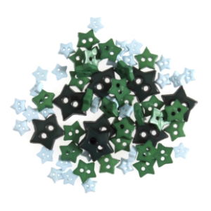 B6167-21 - MINI CRAFT BUTTONS - STARS GREEN