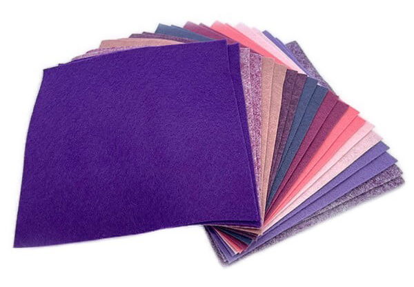 F6-MIX8 - FELT SQUARES 6 INCH (15cm) MIX 8 PURPLE/LILAC