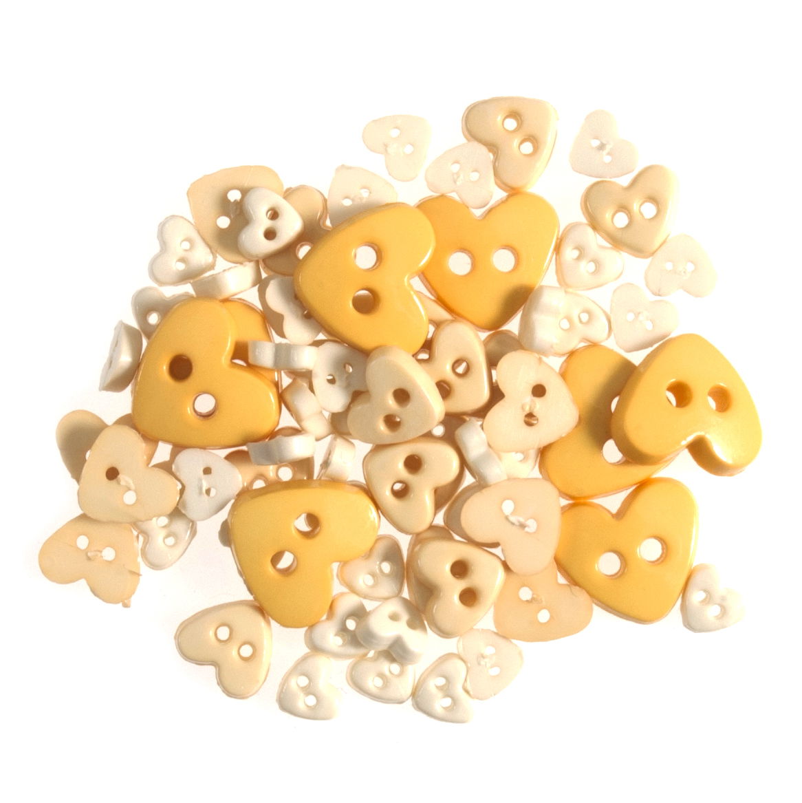 B6166-3 - MINI CRAFT BUTTONS - HEARTS LEMON