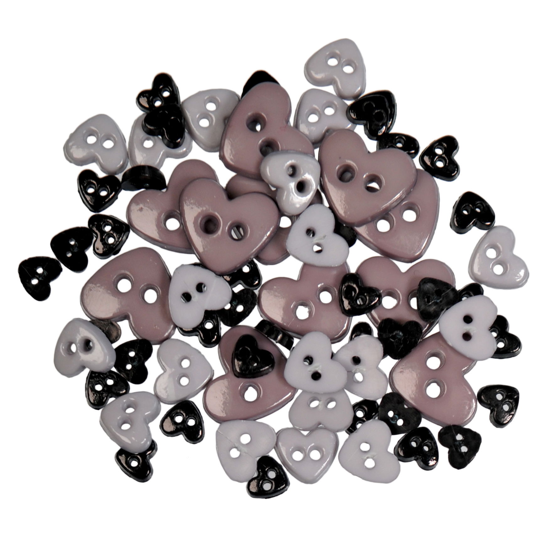 B6166-34 - MINI CRAFT BUTTONS - HEARTS BLACK