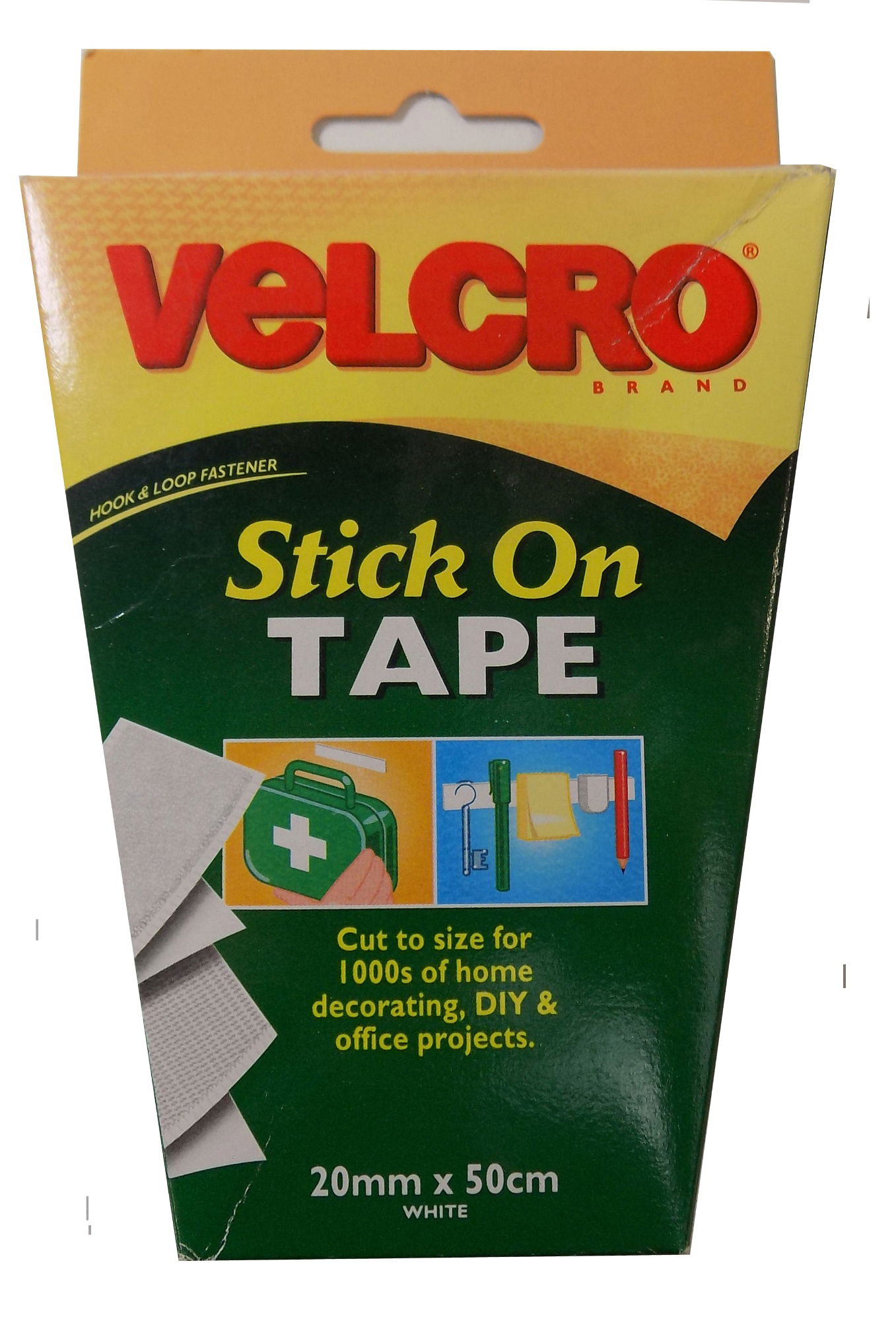 V60224  **VELCRO HOOK AND LOOP STICK ON 20MM X 50CM WHITE (Faded box)