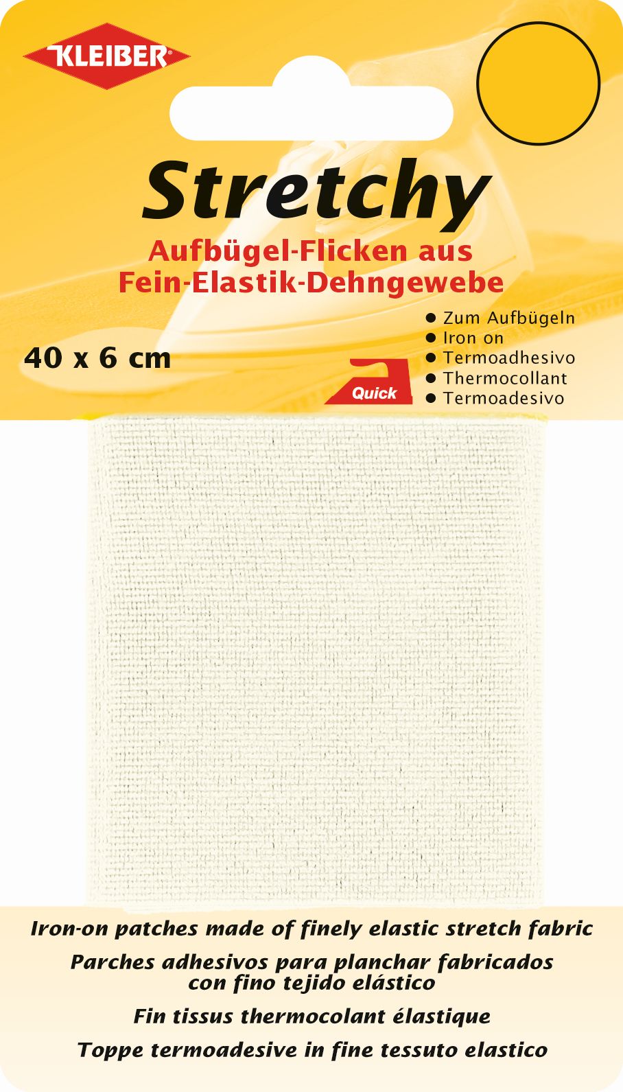 300-12 KLEIBER STRETCHY IRON ON PATCH 1 PIECE 40CM X 6CM COL12 CREAM