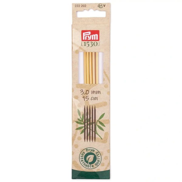 P222219  PRYM BAMBOO DOUBLE POINTED 20CM 8.00MM X 5PC