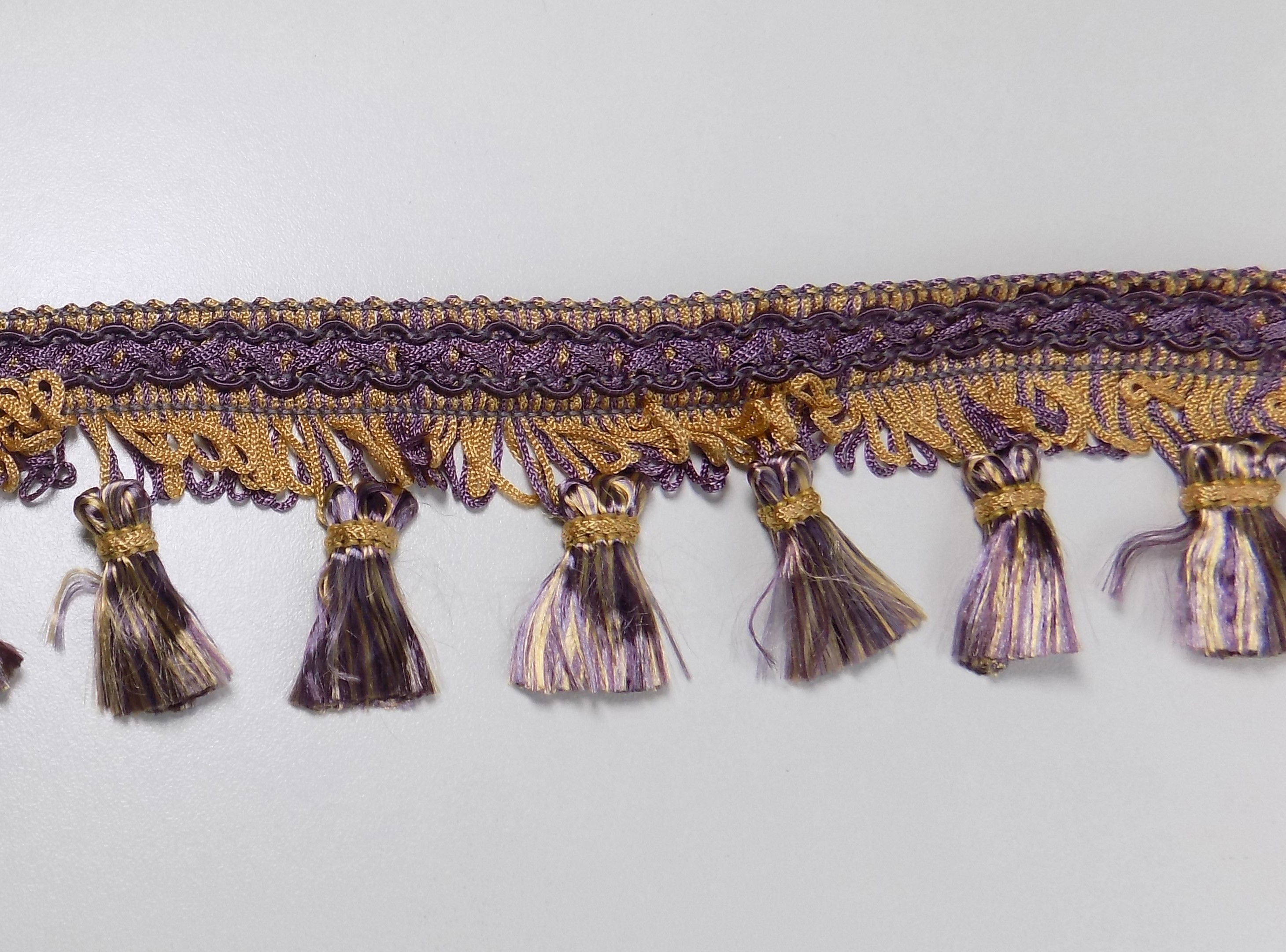 GF7-414 - FINSBURY TASSEL FRINGE 414  LILAC/GOLD MIX