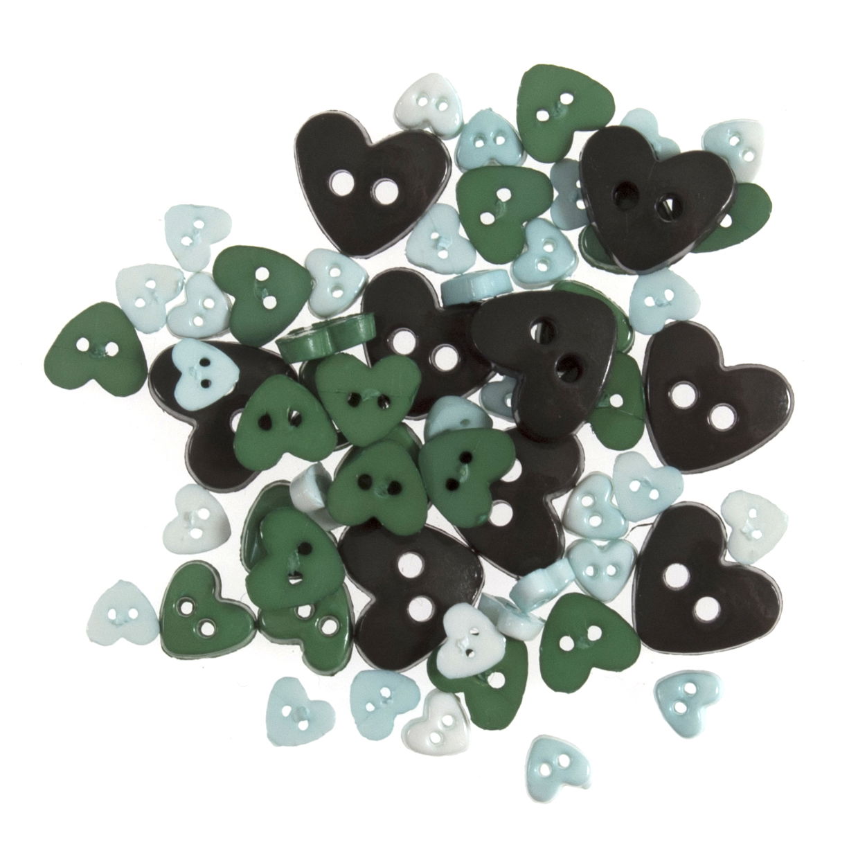 B6166-21 - MINI CRAFT BUTTONS - HEARTS GREEN