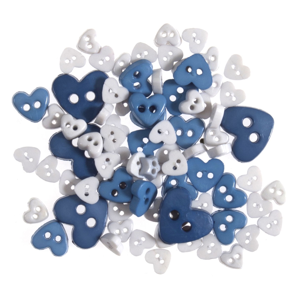 B6166-15 - MINI CRAFT BUTTONS - HEARTS BLUE