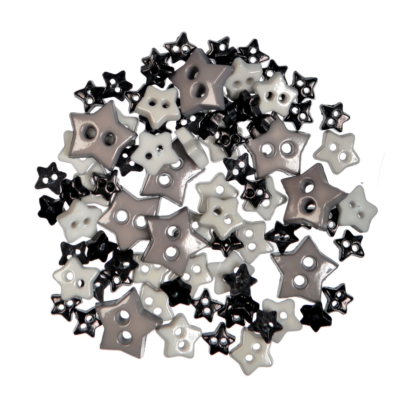 B6167-34 - MINI CRAFT BUTTONS - STARS BLACK