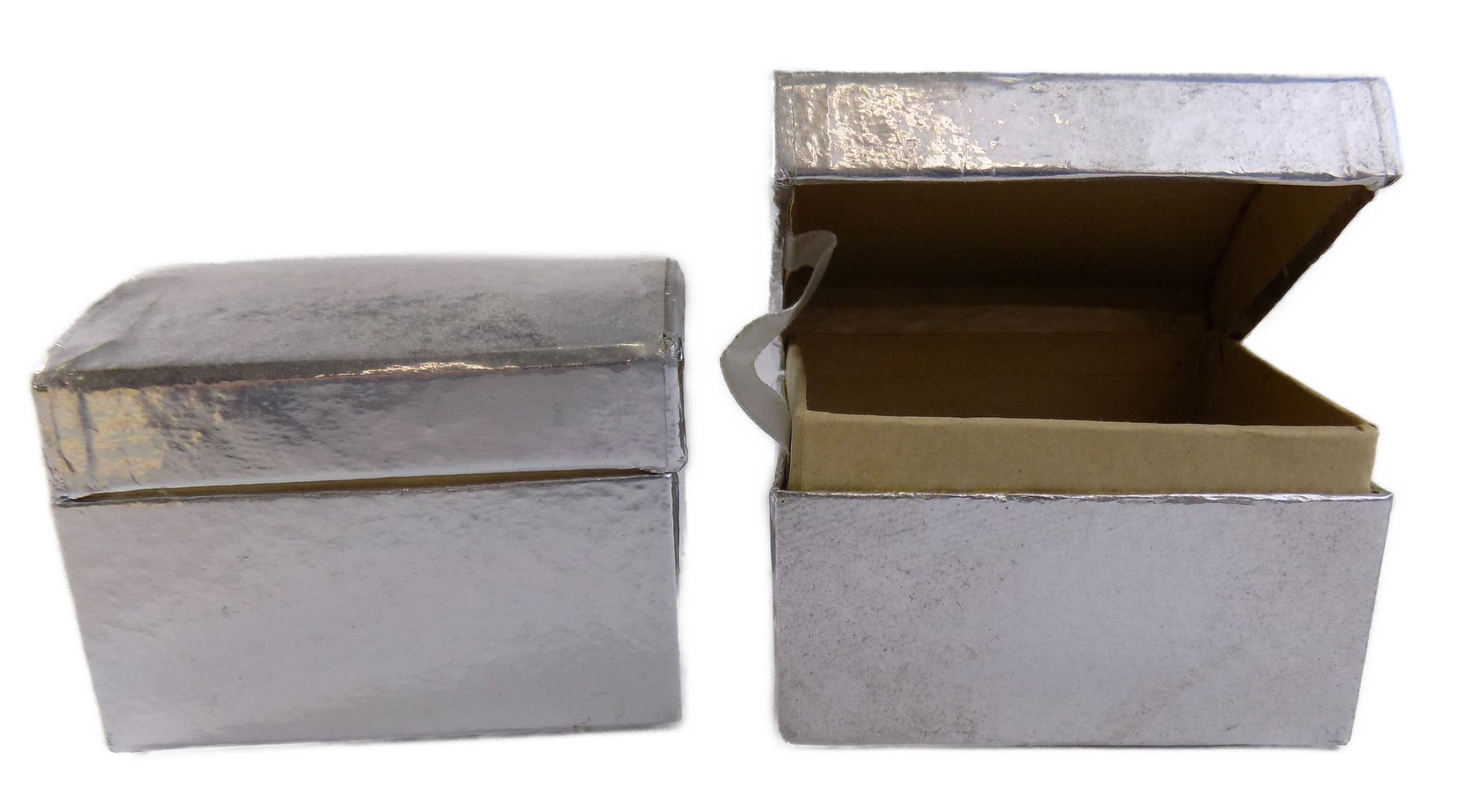 CF114  SILVER CHEST BOX 12PK  size 60x45mm Papier Mache