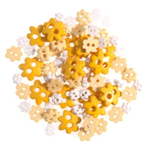 B6168-3 - MINI CRAFT BUTTONS - FLOWERS YELLOW