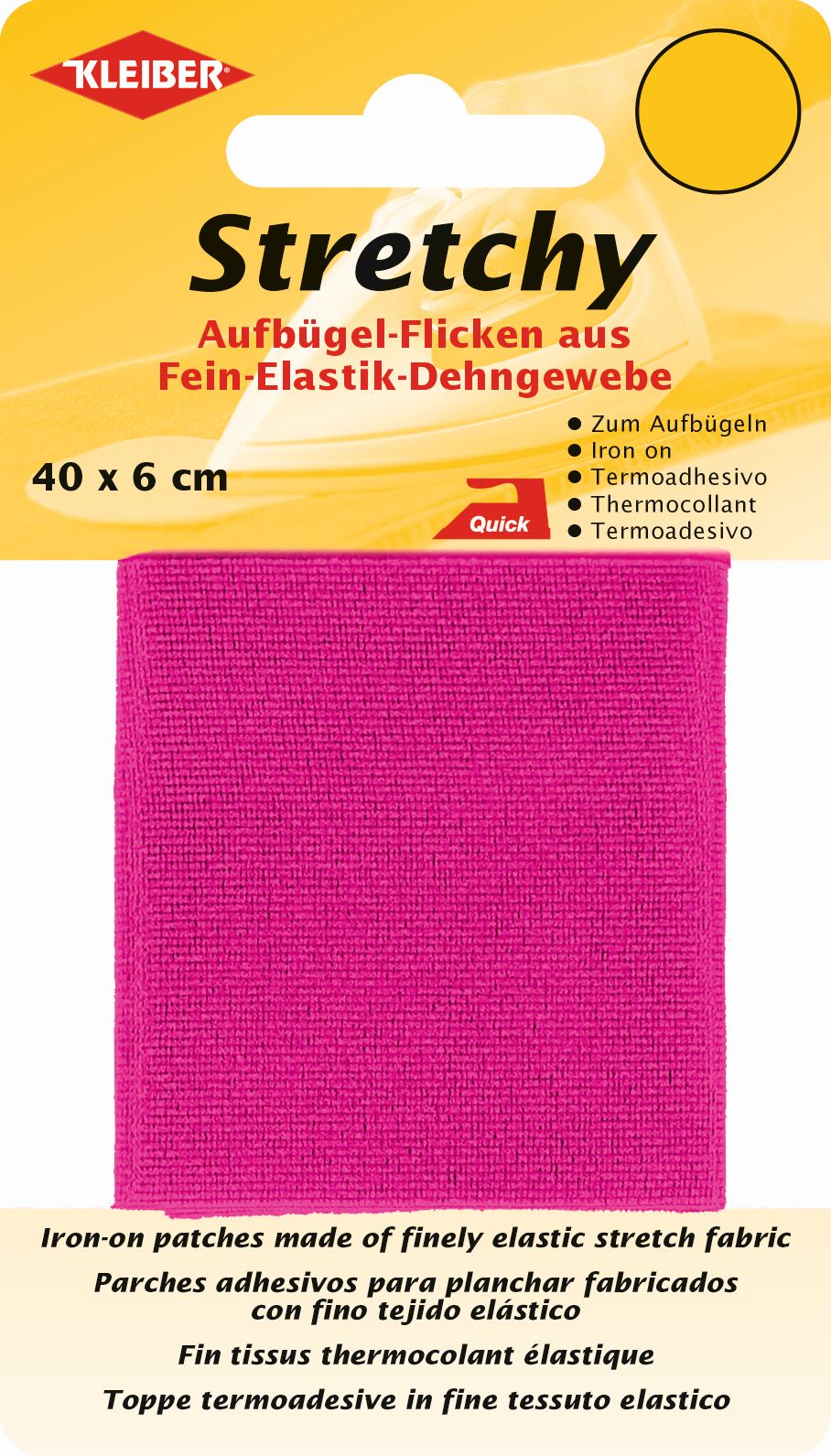 300-11 KLEIBER STRETCHY IRON ON PATCH 1 PIECE 40CM X 6CM COL11 PINK