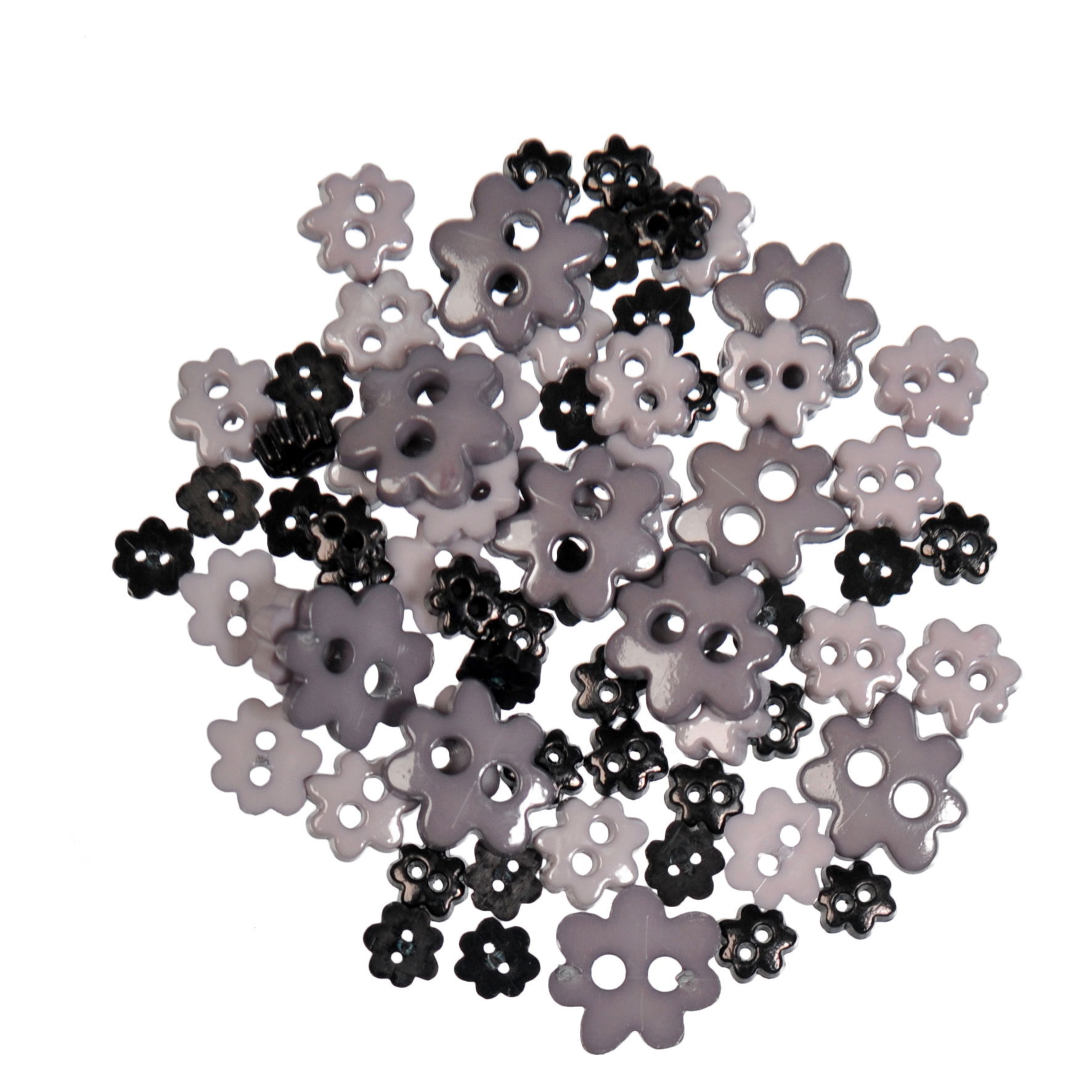 B6168-34 - MINI CRAFT BUTTONS - FLOWER BLACK