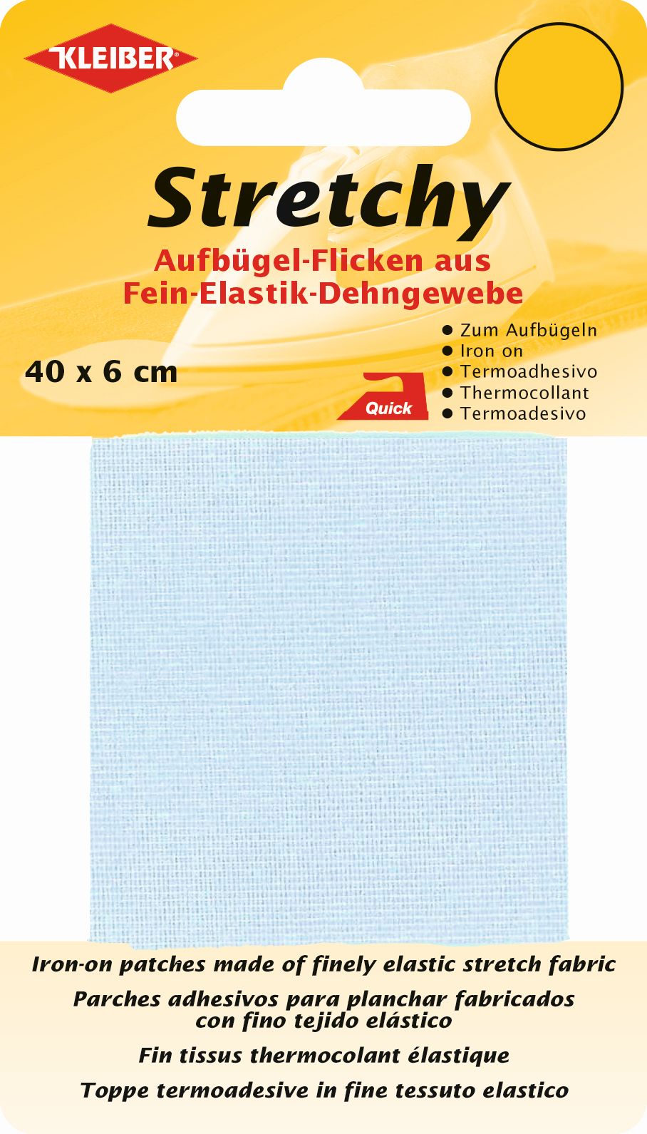 300-05 KLEIBER STRETCHY IRON ON PATCH 1 PIECE 40CM X 6CM COL5 LIGHT BLUE