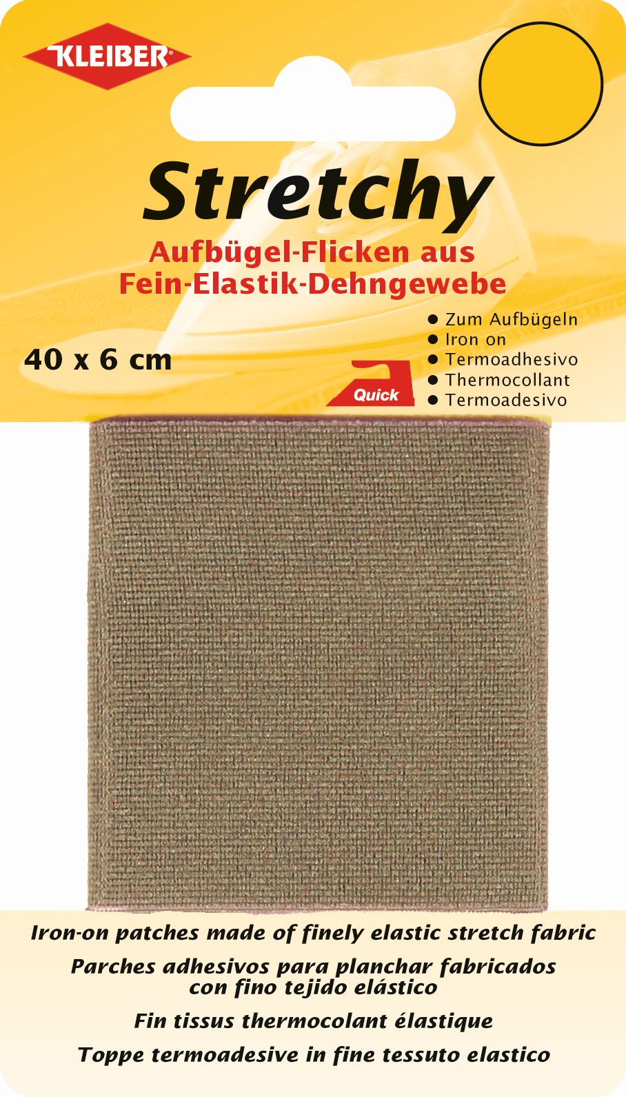 300-14 KLEIBER STRETCHY IRON ON PATCH 1 PIECE 40CM X 6CM COL14 BEIGE