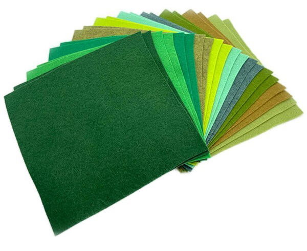 F6-MIX4 - FELT SQUARES 6 INCH (15cm) MIX 4 GREENS